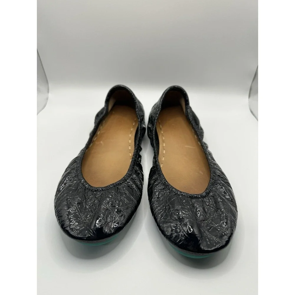 Tieks Black Patent Crinkle Leather Ballet Flats Size 11